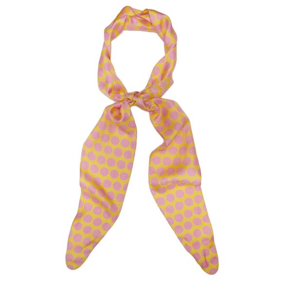 Yellow pink bubblegum polka dot retro scarf - Picture 2 of 5